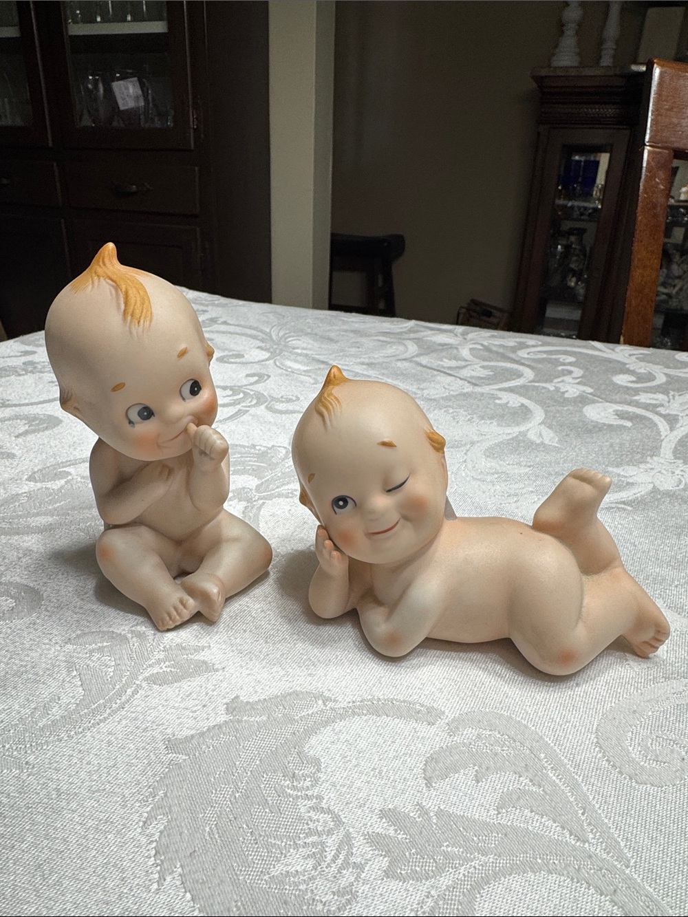 (2) Vtg. 1960’s Lefton small piano baby Kewpie figures.